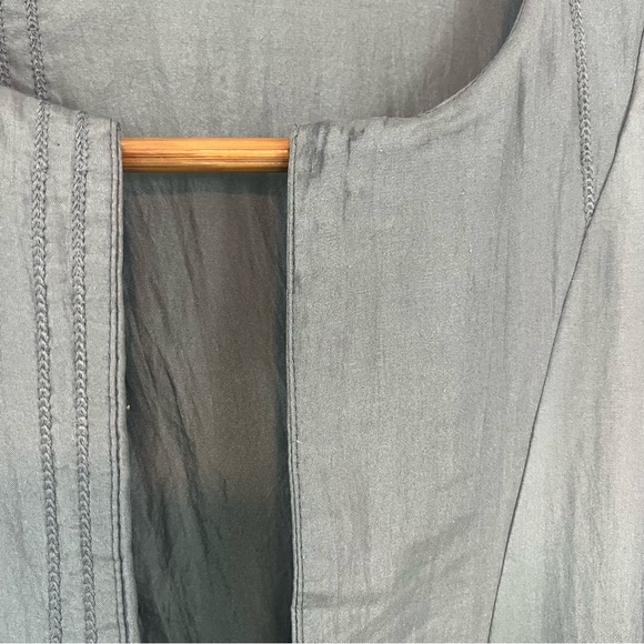 NWT Eileen Fisher Silver Grey 100% Silk Embroidered Open Jacket Size Small - Picture 11 of 16